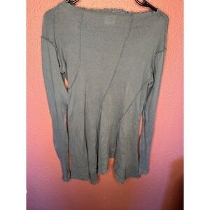We The Free Free People‎ Blue Patchwork Style Long Sleeve Grunge Tee Blue